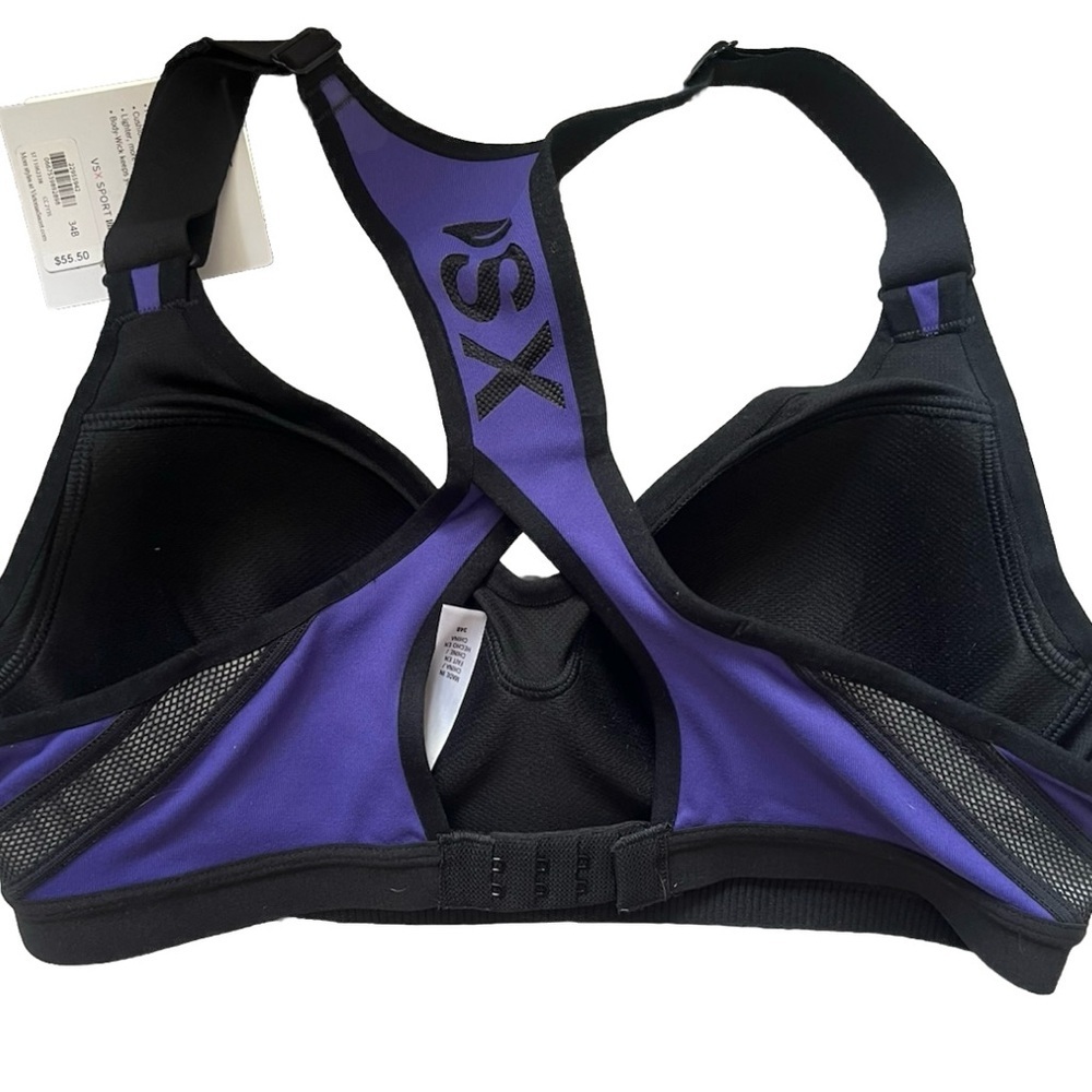 Victoria's Secret Black and Purple Sports Bra NWT 34B - Picture 9 of 9